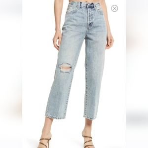 Pistola Cassie Super High Waist Straight Leg Jeans, Peaks Distressed, size 26